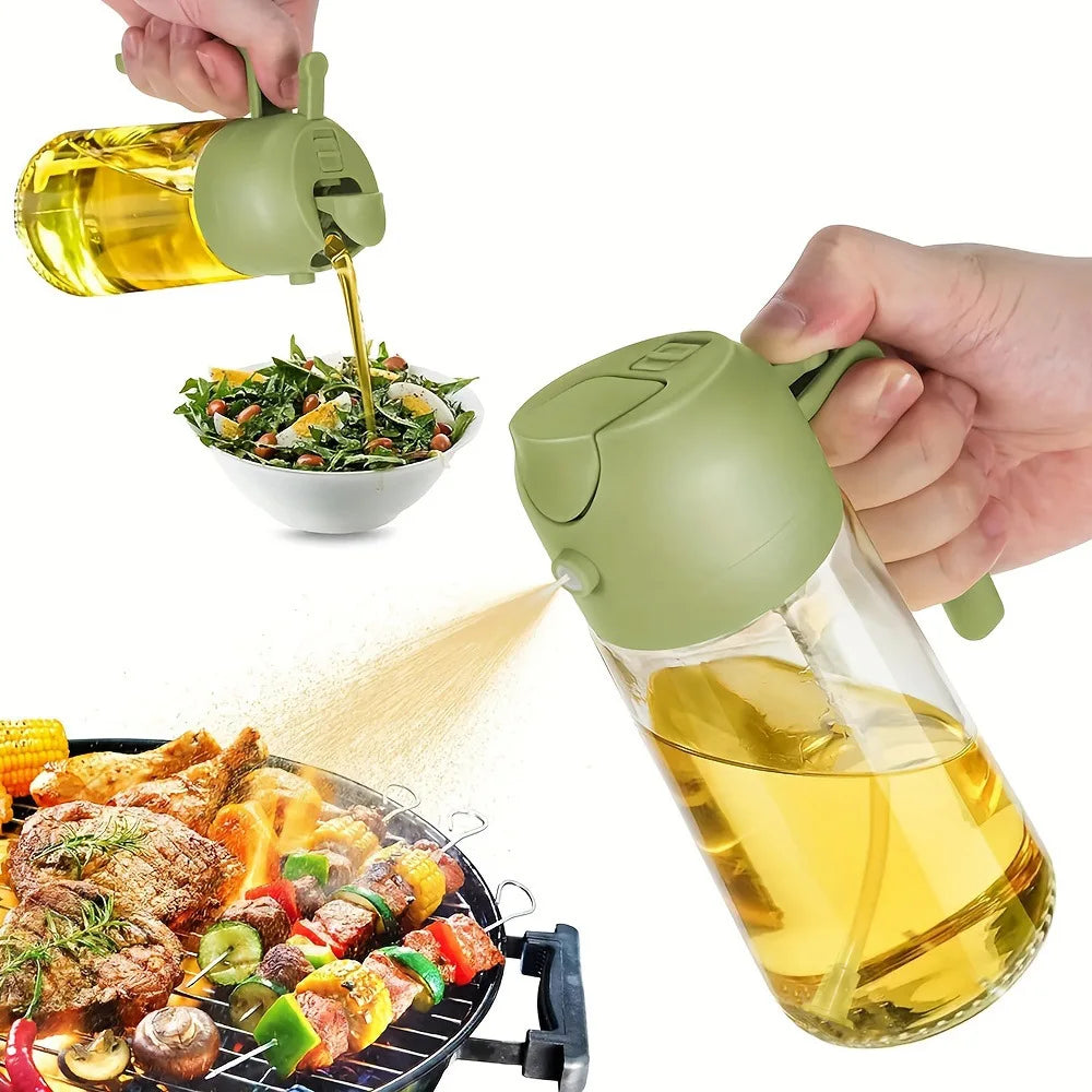 2in1 Oil Sprayer Glass Bottle