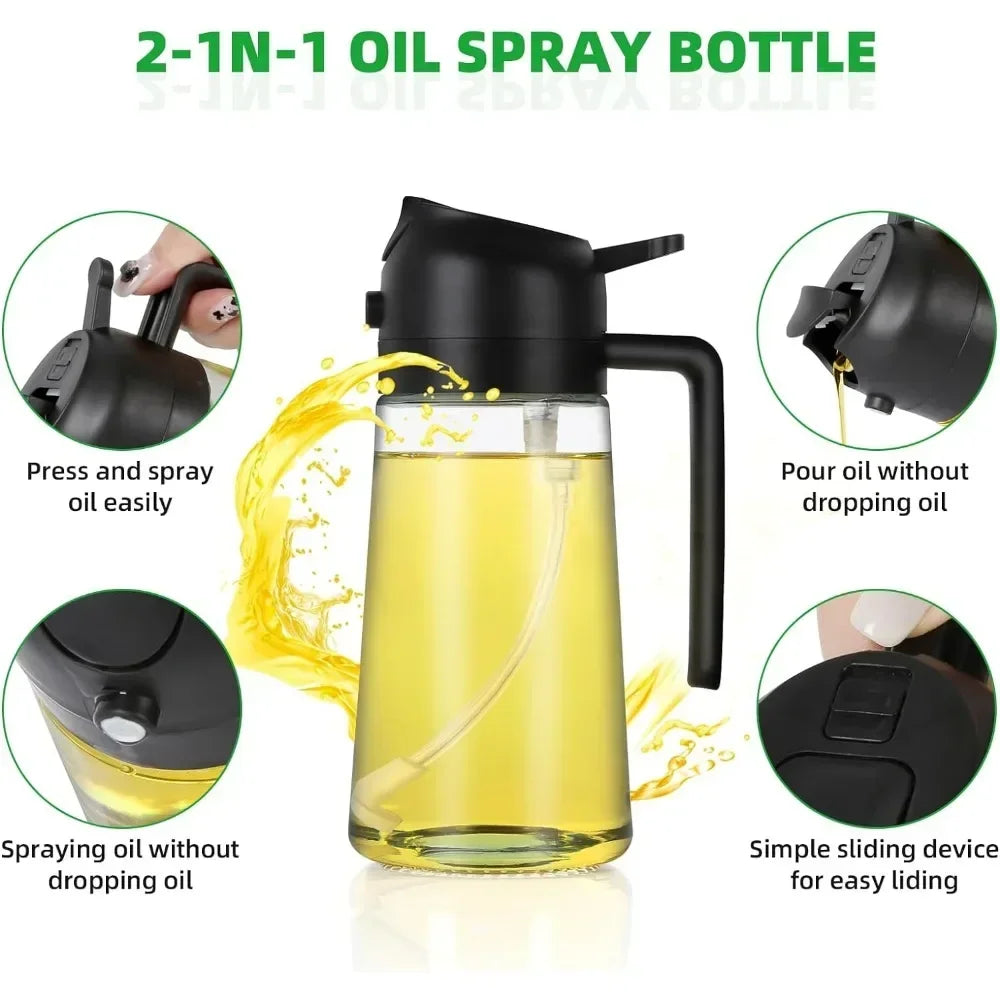 2in1 Oil Sprayer Glass Bottle