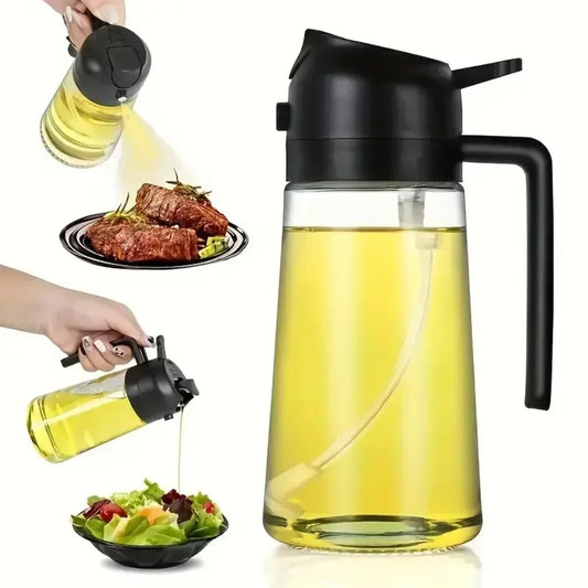 2in1 Oil Sprayer Glass Bottle